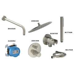 Ideal Standard Ceratherm 100 potinkinė termostatinė dušo sistema su 300 mm lietaus galva, nerūdijančio plieno