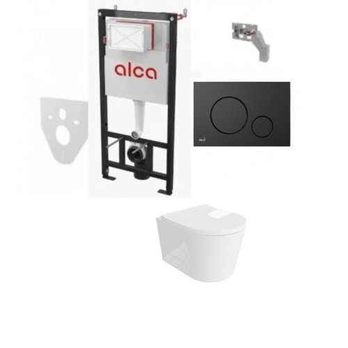 Komplektas 4 in1 Alcadrain rėmas + mygtukas juodas , klozetas Versoni su sukūrinė vandens nuleidimo sistema Komplektas 4 in1 Alcadrain rėmas + mygtukas juodas , klozetas Versoni su sukūrinė vandens nuleidimo sistema