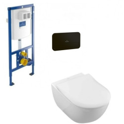 Villeroy & Boch rėmas, mygtukas juodas  ir Subway 2.0 DirectFlush klozetas