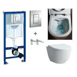 Grohe potinkinis rėmas 3 in 1 su pakabinamu klozetu Laufen Pro New Rimless ir lėtai užsidarančiu dangčiu