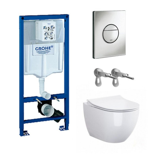 Potinkinio rėmo Grohe, mygtuko Nova Cosmopolitan ir klozeto Opoczno Urban Harmony Rimless su plonu lėtaeigiu dangčiu komplektas Potinkinio rėmo Grohe, mygtuko Nova Cosmopolitan ir klozeto Opoczno Urban Harmony Rimless su plonu lėtaeigiu dangčiu komplektas