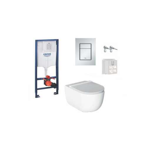 Komplektas 4 in1 Grohe rėmas + mygtukas Skate Cosmopolitan chromas , Alice Cermica Unica Rimless klozetas su lėtaegiu dangčiu Komplektas 4 in1 Grohe rėmas + mygtukas Skate Cosmopolitan chromas , Alice Cermica Unica Rimless klozetas su lėtaegiu dangčiu
