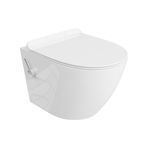 Pakabinamas klozetas Salto 3.0 su bidė funkcija , sukurinė vandens nuplovimo sistema  ir lėtaeigiu dangčiu