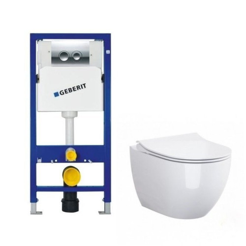 Potinkinio WC rėmo Geberit 4in1 ir pakabinamo klozeto Opoczno Urban Harmony su plonu lėtaeigiu dangčiu komplektas