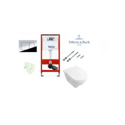 Tece potinkinis rėmas su TeceNow vandens nuleidimo mygtuku ir pakabinamas klozetas Villeroy & Boch O.Novo su rimless technologija Tece potinkinis rėmas su TeceNow vandens nuleidimo mygtuku ir pakabinamas klozetas Villeroy & Boch O.Novo su rimless technologija