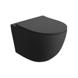 Juodas matinis pakabinamas klozetas SINTO rimless su lėtaeigiu dangčiu Juodas matinis pakabinamas klozetas SINTO rimless su lėtaeigiu dangčiu