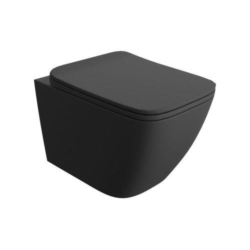 Pakabinamas klozetas Lino juodas matinis su soft close dangčiu