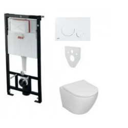 Komplektas 4 in1 Alcadrain rėmas + mygtukas baltas , Sinto klozetas su sukūrinė vandens nuleidimo sistema ir lėtaegiu dangčiu Komplektas 4 in1 Alcadrain rėmas + mygtukas baltas , Sinto klozetas su sukūrinė vandens nuleidimo sistema ir lėtaegiu dangčiu