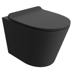 Pakabinamas klozetas Galve juodas matinis su lėtaeigiu dangčiu