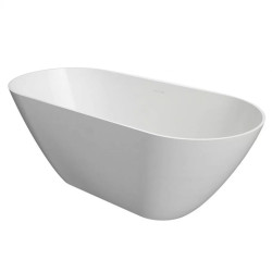 Lieto akmens vonia Inbalia Madeira su persipylimo anga, balta blizgi, 170x77 cm