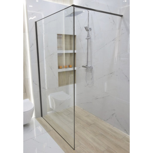 Dušo stiklas Walk In NIGEL Black galimi matmenys 100x200,110x200x120x200x140x200