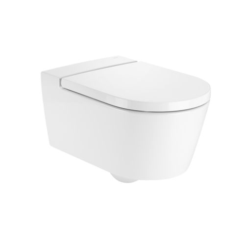 Pakabinamas klozetas Roca Inspira round su Rimless technologija ir lėtaeigiu dangčiu Pakabinamas klozetas Roca Inspira round su Rimless technologija ir lėtaeigiu dangčiu