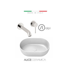 Komplektas:  Alpi blue maišytuvas iš sienos ir praustuvas-dubuo Alice Ceramica Unica 550x350 mm