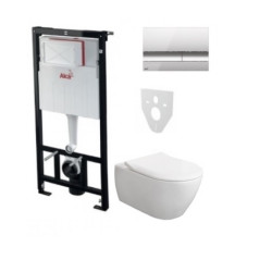 Komplektas 4 in1 Alcaplast rėmas + chromuotas mygtukas,Villeroy&Bosch Subway 2.0 klozetas su lėtaegiu dangčiu