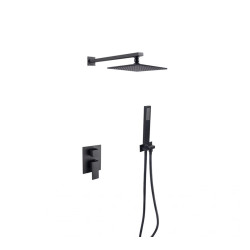 Kvadratinė juoda matinė dušo sistema Besco Modern Varium