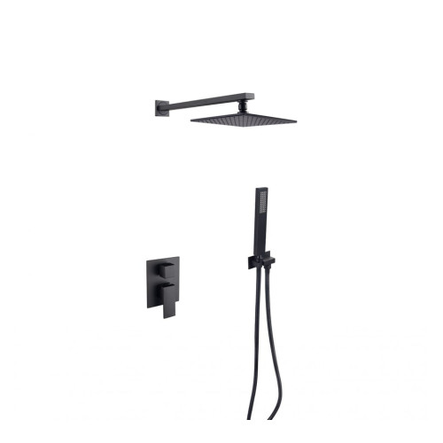 Kvadratinė juoda matinė dušo sistema Besco Modern Varium