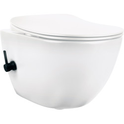 Pakabinamas klozetas pakabinamas Peonia Rimless su bidė funkcija su juoda rankena Pakabinamas klozetas pakabinamas Peonia Rimless su bidė funkcija su juoda rankena