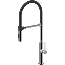 Virtuvinis maišytuvas su juoda  žarna Paffoni Chef