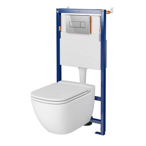 Komplektas 3in1 rėmas Cersanit  su klozetu Caspia + Clean on technologija ir lėtaeigiu dangčiu