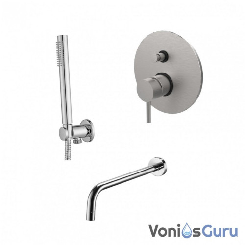 Potinkinė vonios sistema Paffoni Light braižyto nikelio