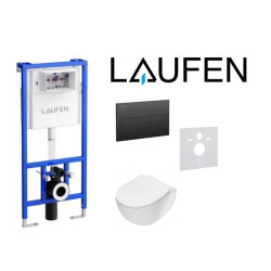 Laufen potinkinis rėmas su juodu mygtuku ir Deante Peonia klozeto su Rimless technologija komplektas