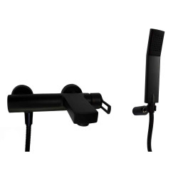 Virštinkinis maišytuvas voniai su dušo komplektu Paffoni Ringo (spalvos chromas, juoda) Virštinkinis maišytuvas voniai su dušo komplektu Paffoni Ringo (spalvos chromas, juoda)