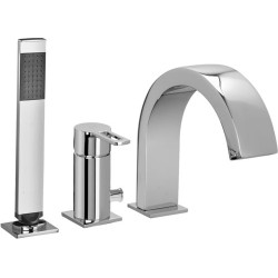 Maišytuvas iš vonios krašto su rankiniu dušu Paffoni Ringo (spalvos chromas, juoda) Maišytuvas iš vonios krašto su rankiniu dušu Paffoni Ringo (spalvos chromas, juoda)