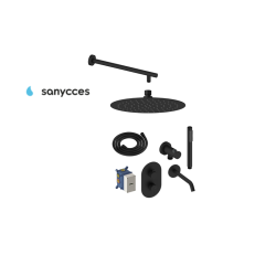 Termostatinė potinkinė dušo sistema su snapu voniai Sanycces juoda matinė (spalvų pasirinkimas) 