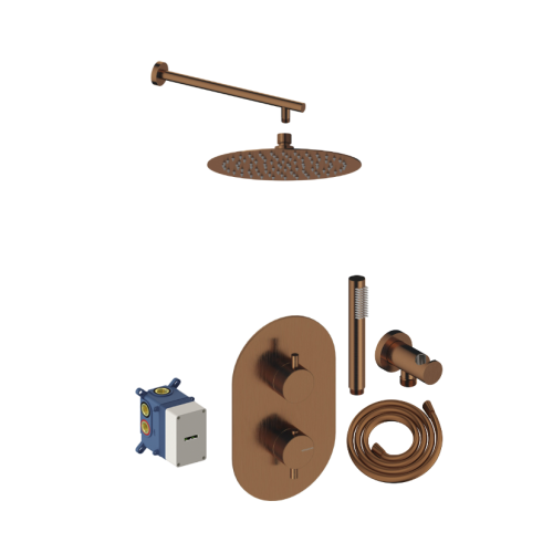 Sanycces termostatinė dušo sistema brush rose gold