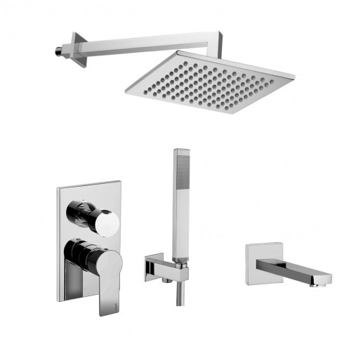 Trijų taškų potinkinė dušo sistema su snapu Paffoni Tango spalvos chromas, nerūd. plienas Trijų taškų potinkinė dušo sistema su snapu Paffoni Tango spalvos chromas, nerūd. plienas