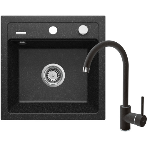 Rinkinys: Maišytuvas ir plautuvė Deante Zorba antracito spalvos 440x440 mm