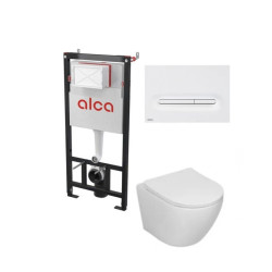 Potinkinis WC rėmas Alcadrain 5in1 su Alca fresh ir Sinto klozetas su sukūrinė vandens nuleidimo sistema ir lėtaegiu dangčiu ir baltu Linka matiniu mygtuku Potinkinis WC rėmas Alcadrain 5in1 su Alca fresh ir Sinto klozetas su sukūrinė vandens nuleidimo sistema ir lėtaegiu dangčiu ir baltu Linka matiniu mygtuku