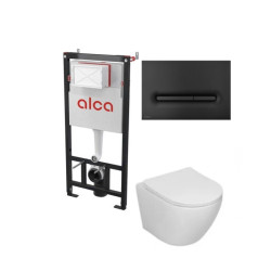 Potinkinis WC rėmas Alcadrain 5in1 su Alca fresh ir Sinto klozetas su sukūrinė vandens nuleidimo sistema ir lėtaegiu dangčiu ir juodu Linka matiniu mygtuku Potinkinis WC rėmas Alcadrain 5in1 su Alca fresh ir Sinto klozetas su sukūrinė vandens nuleidimo sistema ir lėtaegiu dangčiu ir juodu Linka matiniu mygtuku