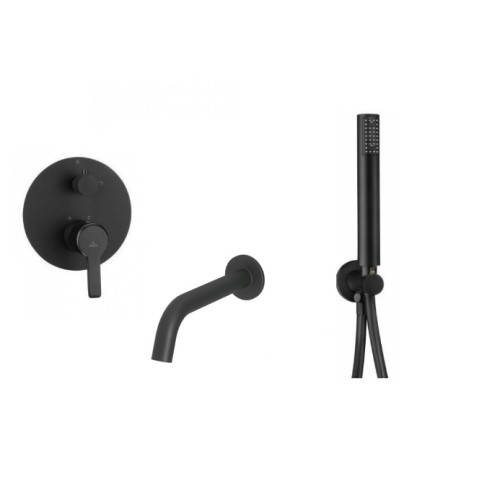 Potinkinė juoda matinė vonios sistema Deante Arnika