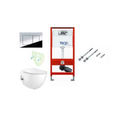 Tece potinkinis rėmas su TeceNow vandens nuleidimo mygtuku ir Peonia Rimless su bidė funkcija su lėtaeigiu dangčiu