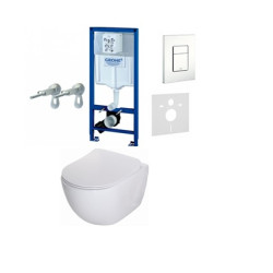 Komplektas 4 in1 Grohe rėmas + mygtukas Skate Cosmopolitan baltas , Deante Peonia Rimless klozetas su lėtaegiu dangčiu Komplektas 4 in1 Grohe rėmas + mygtukas Skate Cosmopolitan baltas , Deante Peonia Rimless klozetas su lėtaegiu dangčiu