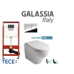 Komplektas 4 in1 TECE + mygtukas chromas ir Galassia Eden klozetas su lėtaegiu dangčiu