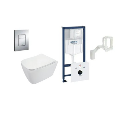 WC Komplektas 6n1 Grohe rėmas su Grohefresh + Cosmopolitan mygtukas ir Deante Hiacynt Rimless pakabinamas klozetas su lėtaeigiu dangčiu WC Komplektas 6n1 Grohe rėmas su Grohefresh + Cosmopolitan mygtukas ir Deante Hiacynt Rimless pakabinamas klozetas su lėtaeigiu dangčiu