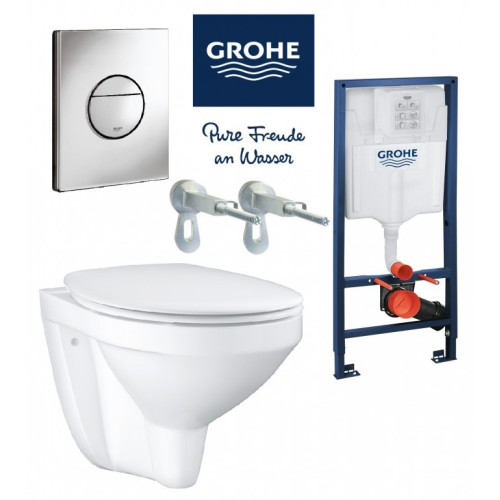 Komplektas 4 in1 Grohe rėmas + mygtukas Nova Cosmo chromas, Grohe Bau klozetas su lėtaigiu dangčiu Komplektas 4 in1 Grohe rėmas + mygtukas Nova Cosmo chromas, Grohe Bau klozetas su lėtaigiu dangčiu