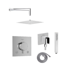 Hansgrohe/Deante dušo sistema chromo spalvos,kvadratine