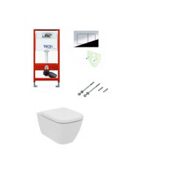 Tece potinkinis rėmas su TeceNow vandens nuleidimo mygtuku ir Ideal standard Ilife  rimless pakabinamu klozetu su lėtaeigiu dangčiu