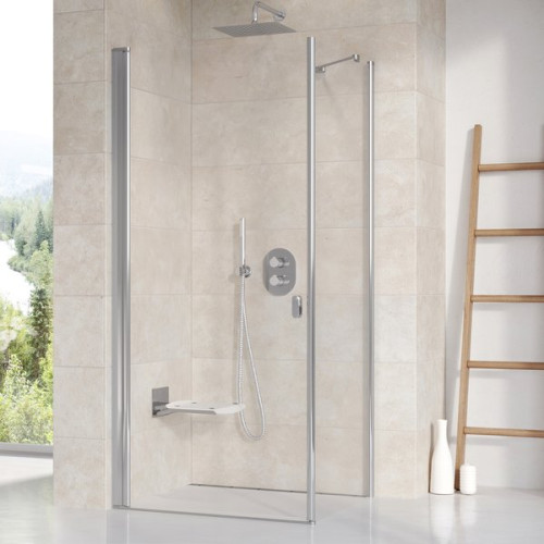 Dušo durys su nejudama sienele | CRV1-100 balta+Transparent