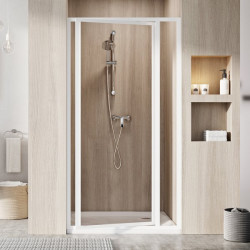 Dušo durys pasukamojo tipo | SDOP-80 195 balta+stiklas Transparent