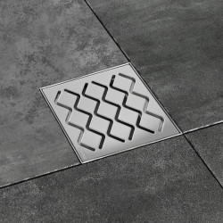 Plastmasinis dušo lataks&nbsp;su nerūdijančiomis grotelėmis | Latakas SN501 105x105/50, iš plastiko