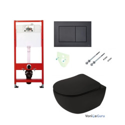 Potinkinis wc komplektas Tece rėmas ir Deante Peonia juodas matinis klozetas su Soft close dangčiu Potinkinis wc komplektas Tece rėmas ir Deante Peonia juodas matinis klozetas su Soft close dangčiu