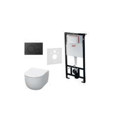 Alcaplast potinkinis rėmas su juodu matiniu mygtuku ir Kerasan Flo klozeto su NORIM technologija komplektas