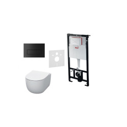 Alcaplast potinkinis rėmas su juodu matiniu mygtuku ir Kerasan Flo klozeto su NORIM technologija komplektas