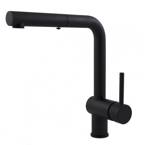 Maišytuvas plautuvei su ištraukiama žarna Paffoni Light juodas matinis