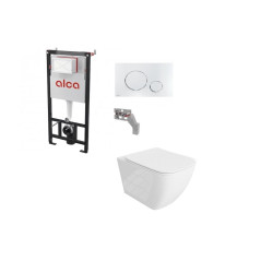 Komplektas 4 in1 Alcadrain rėmas + mygtukas chromas , Onil Rimless klozetas su lėtaegiu dangčiu Komplektas 4 in1 Alcadrain rėmas + mygtukas chromas , Onil Rimless klozetas su lėtaegiu dangčiu