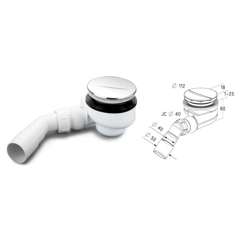 Sifonas dušo padėklui TURBOFLOW D 90mm (54 l/min)